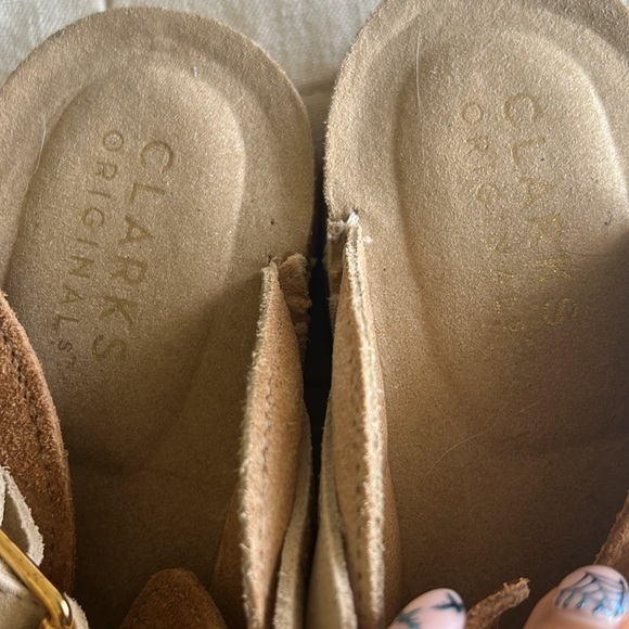 Clarks Tan Suede Two Tone Mules - Picture 5 of 9